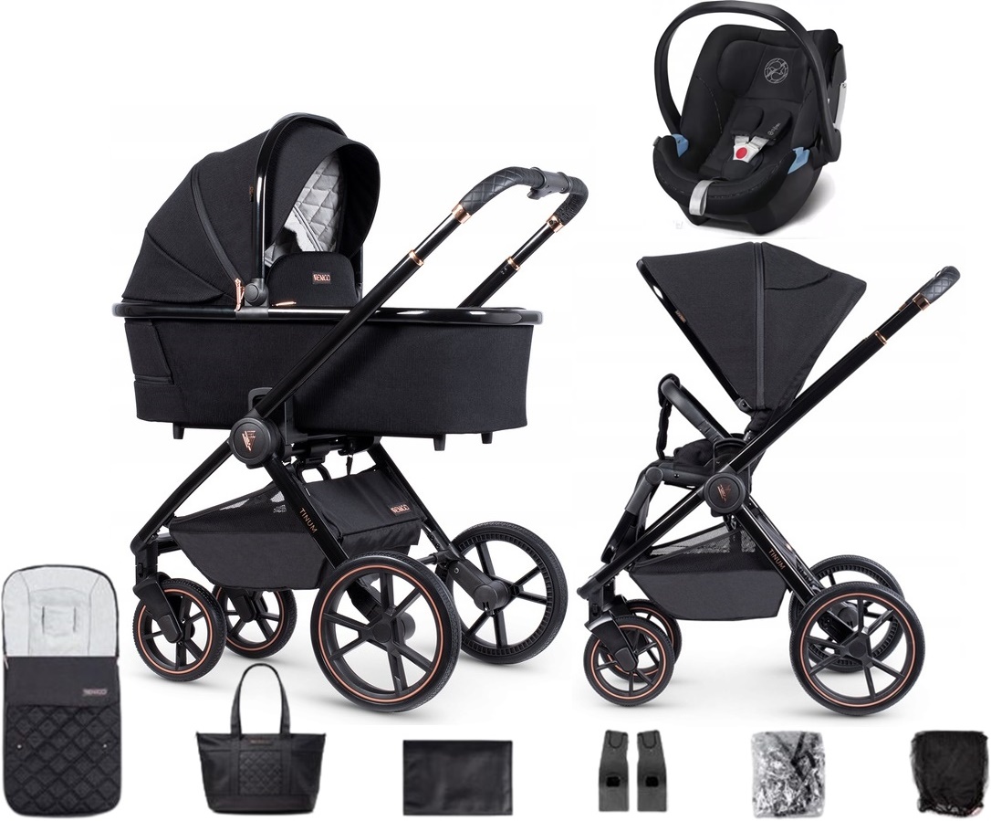 VENICCI TINUM 3w1 wózek + Cybex ATON 5 Black SE