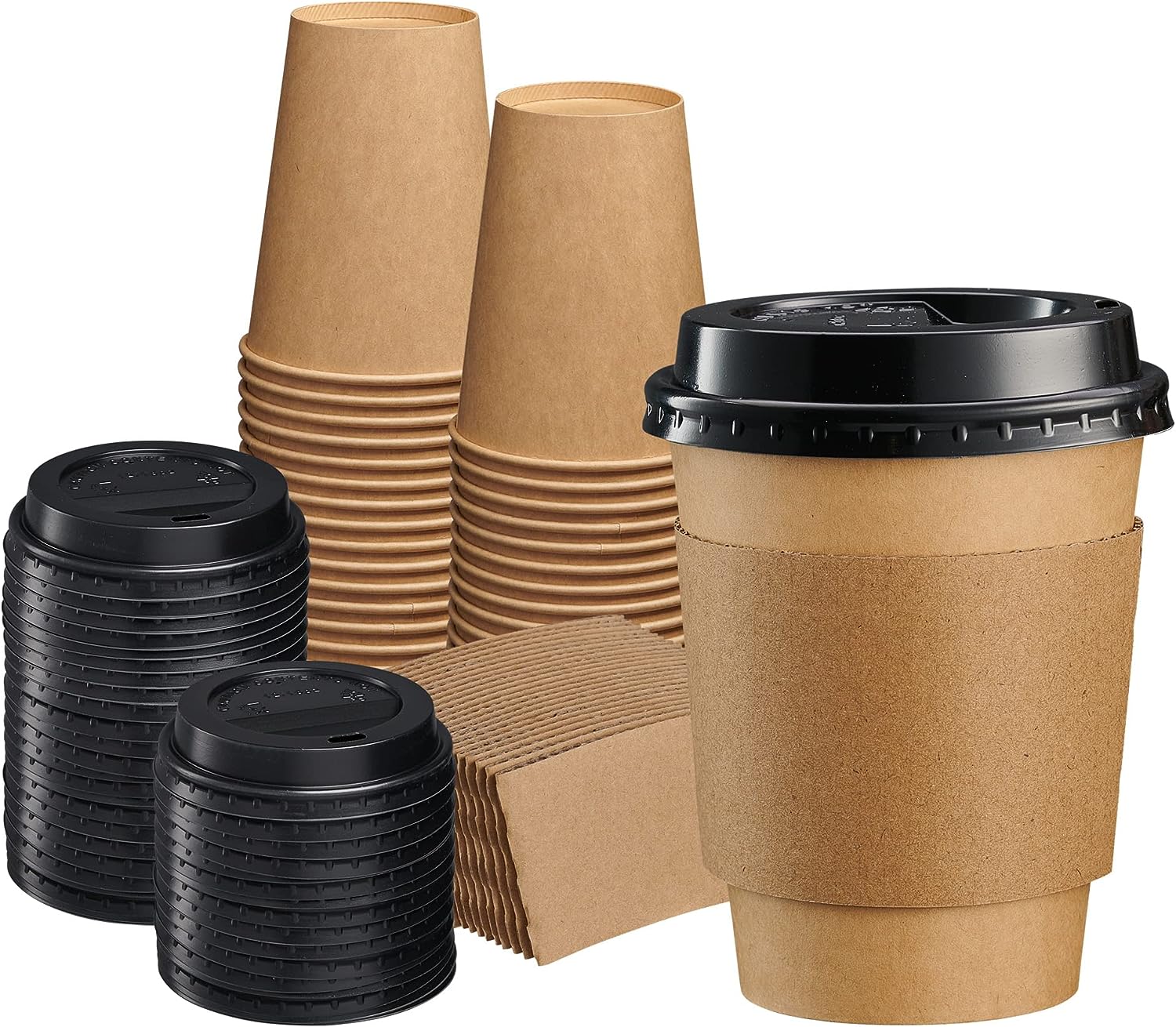 ZESTAW KUBKI NA WYNOS + WIECZKA + OPASKI 250ML 100 SZT KRAFT(do odsprzedaż)