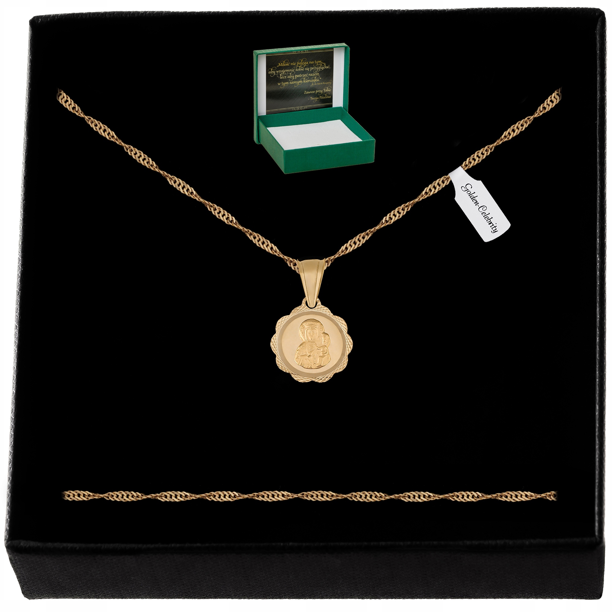 ZŁOTY ŁAŃCUSZEK Z MEDALIKIEM DLA DZIEWCZYNKI 925