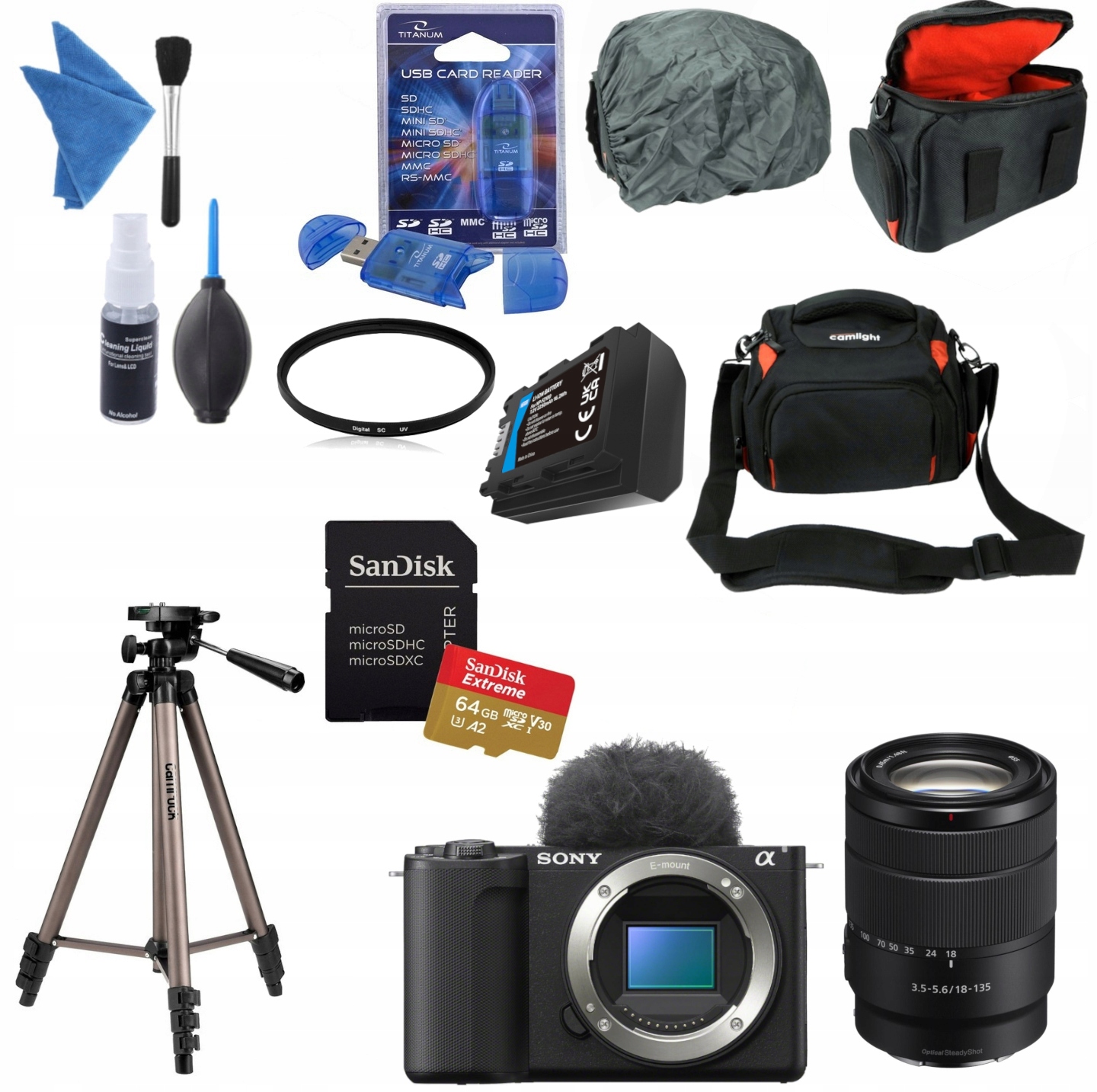 Sony ZV-E10 II (body) 18-135 MM (SEL18135) (oem) Akcesoria 2X Aku