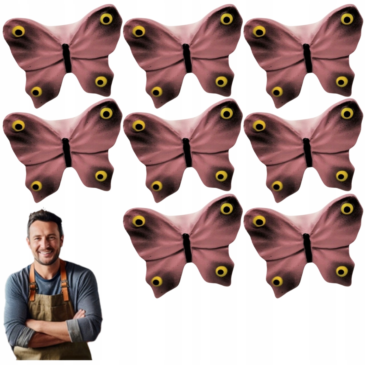 Nábytkový držiak Nábytkový gombík pre deti Motýlik Ružový 8ks