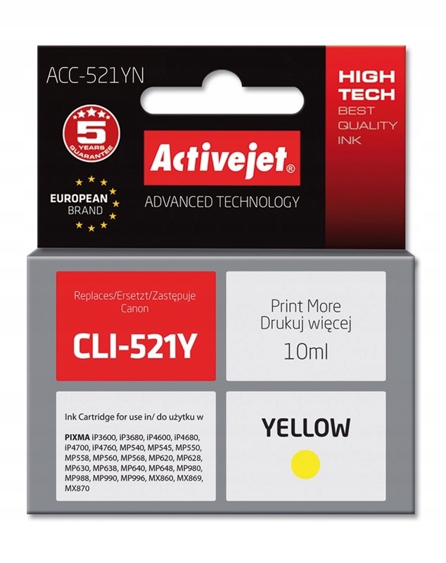 Tusz Activejet ACC-521YN Canon CLI-521Y; Supreme;