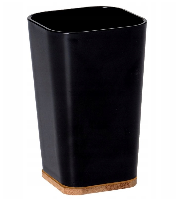 

Kubek łazienkowy czarny z podstawką bambusową