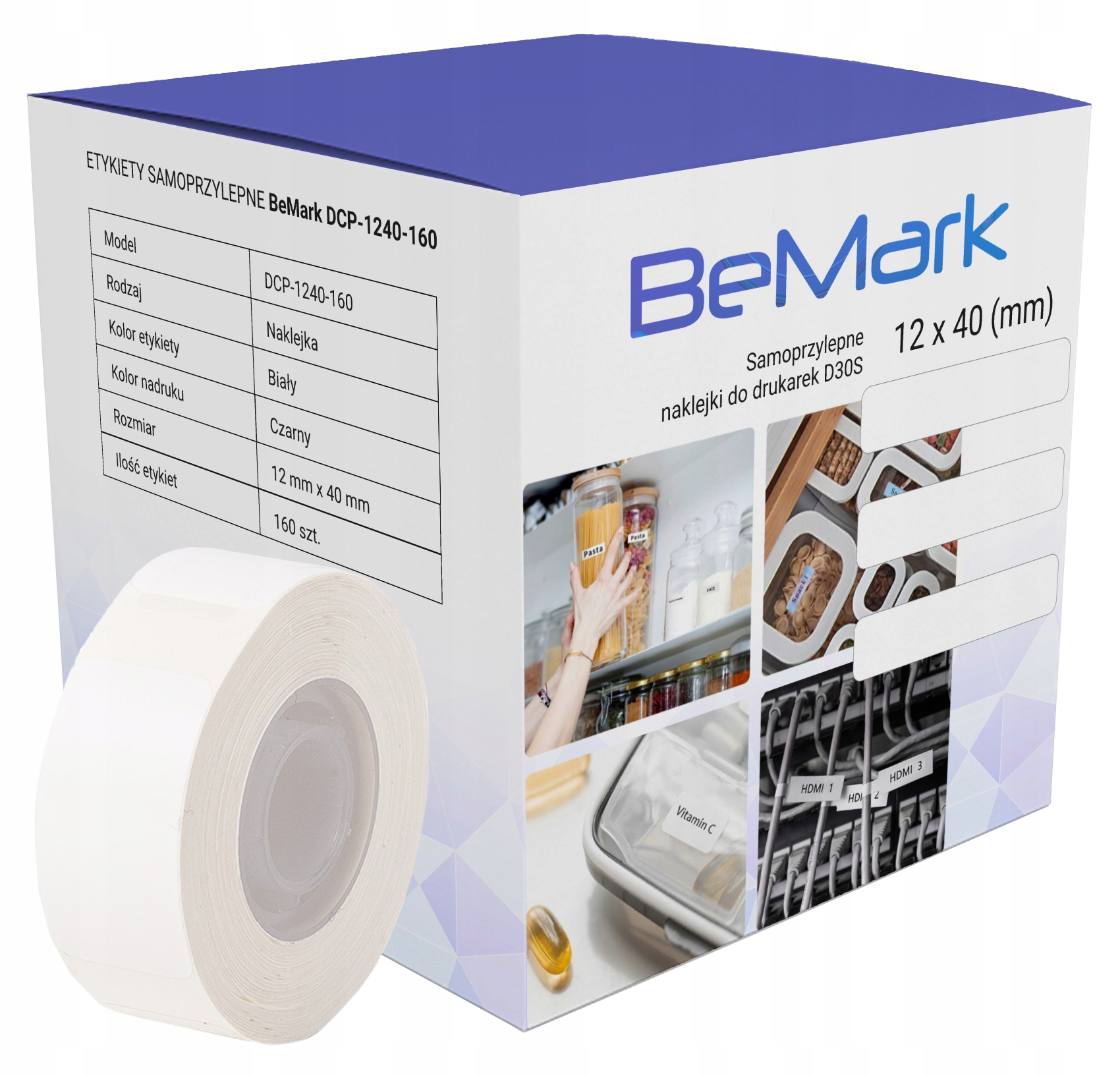 

BeMark naklejki termiczne do D30S 12x40mm 160szt