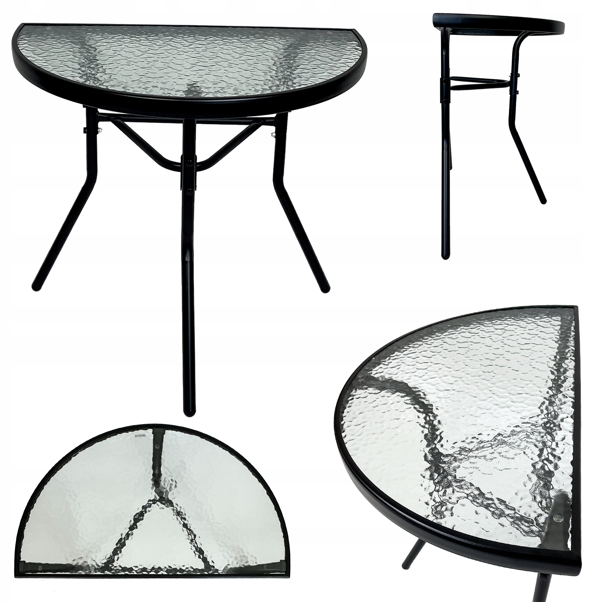 STÓŁ STOLIK SZKLANY BALKON TARAS OGRÓD KAWOWY SZKŁO HARTOWANE LIPARI CZARNY