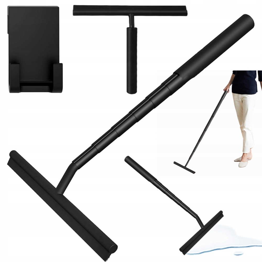 Levně Dlouhá stěrka na vodu ze skla oken kabin na tyči teleskopická 97 cm