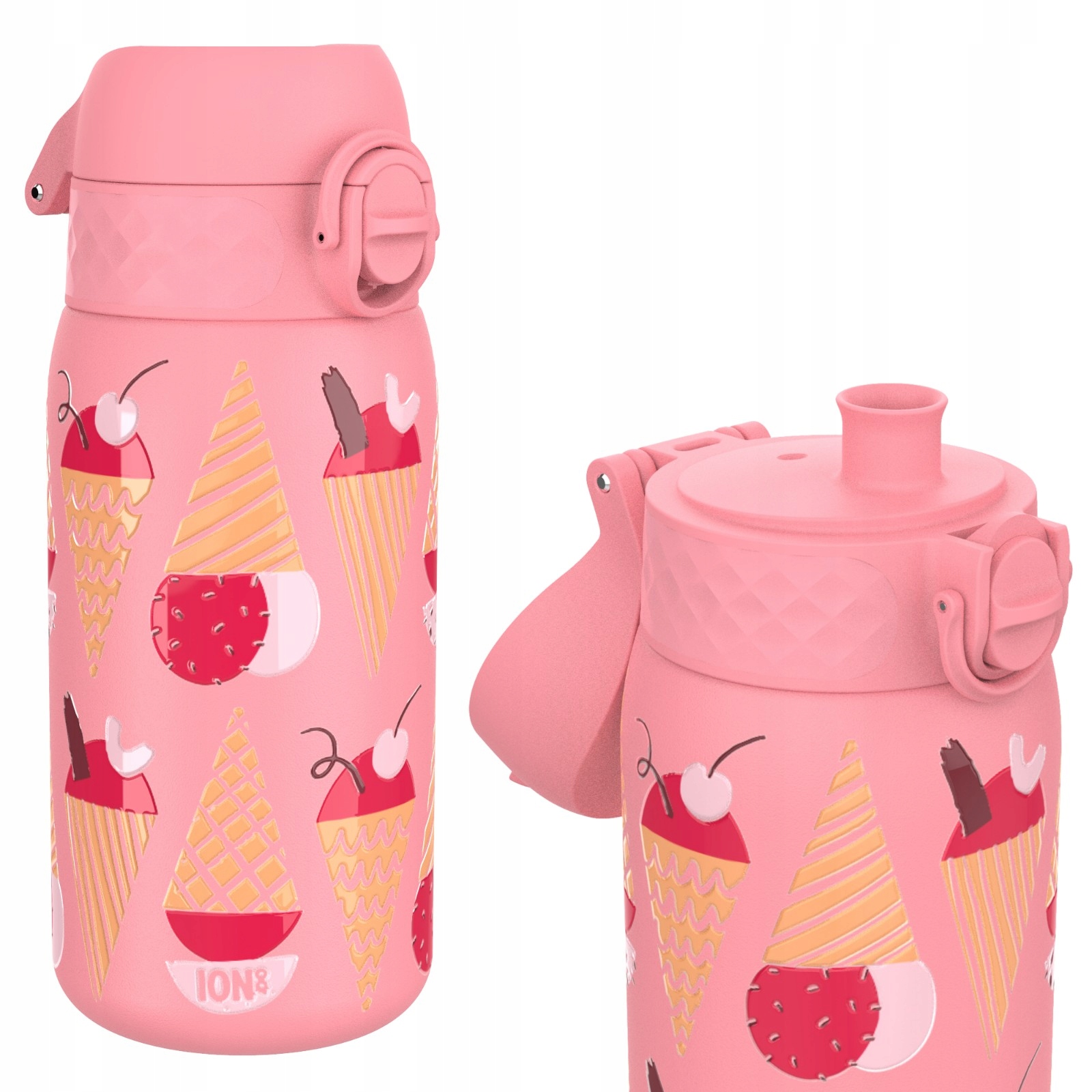 Stalowy Bidon Butelka -atest Pzh- Róż Lody- Lekka Premium ION8 0,4 L 400 ml