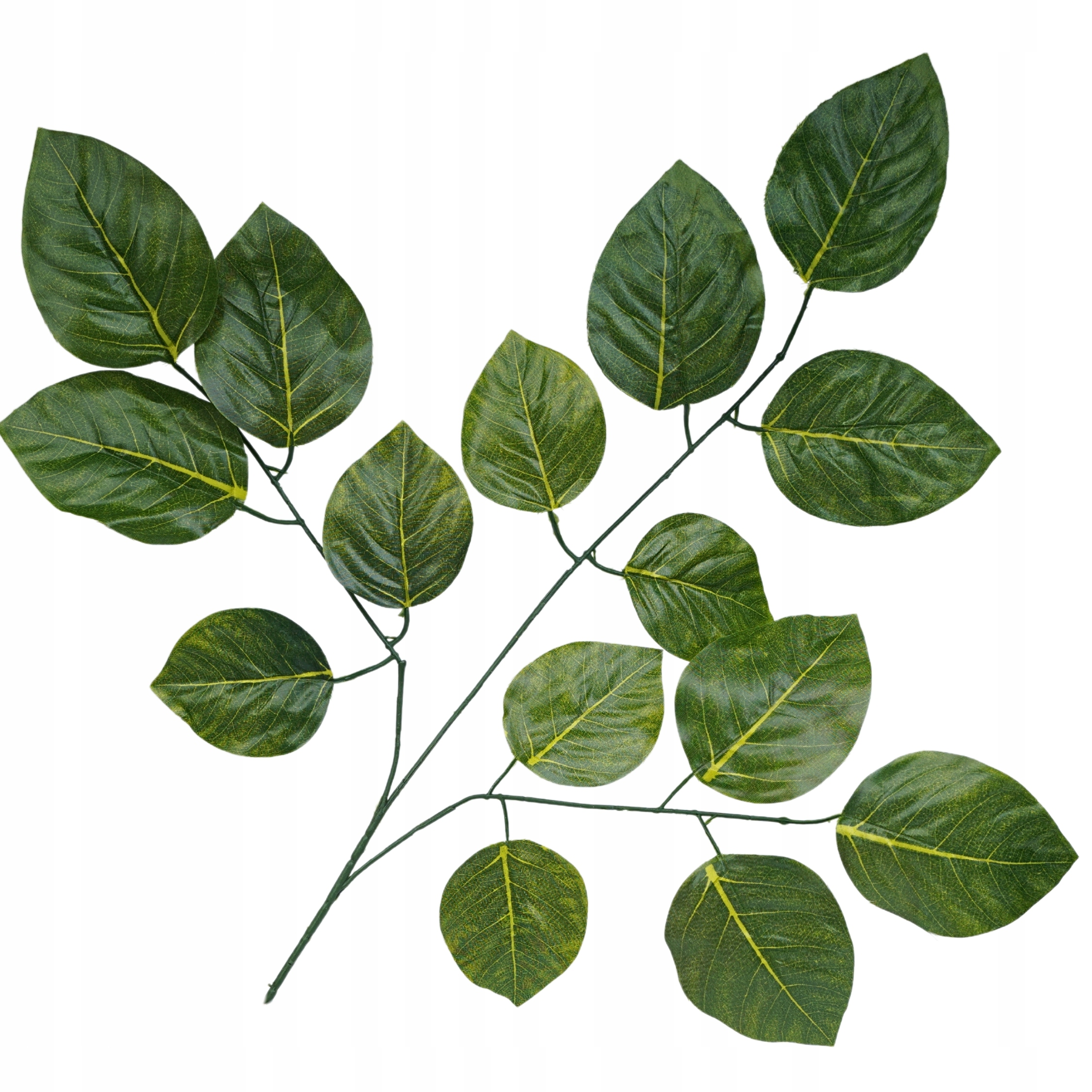 DUŻA GAŁĄZKA SZTUCZNYCH LIŚCI 65cm DUŻE LIŚCIE DO BUKIETÓW ZIELONE ŚCIANY