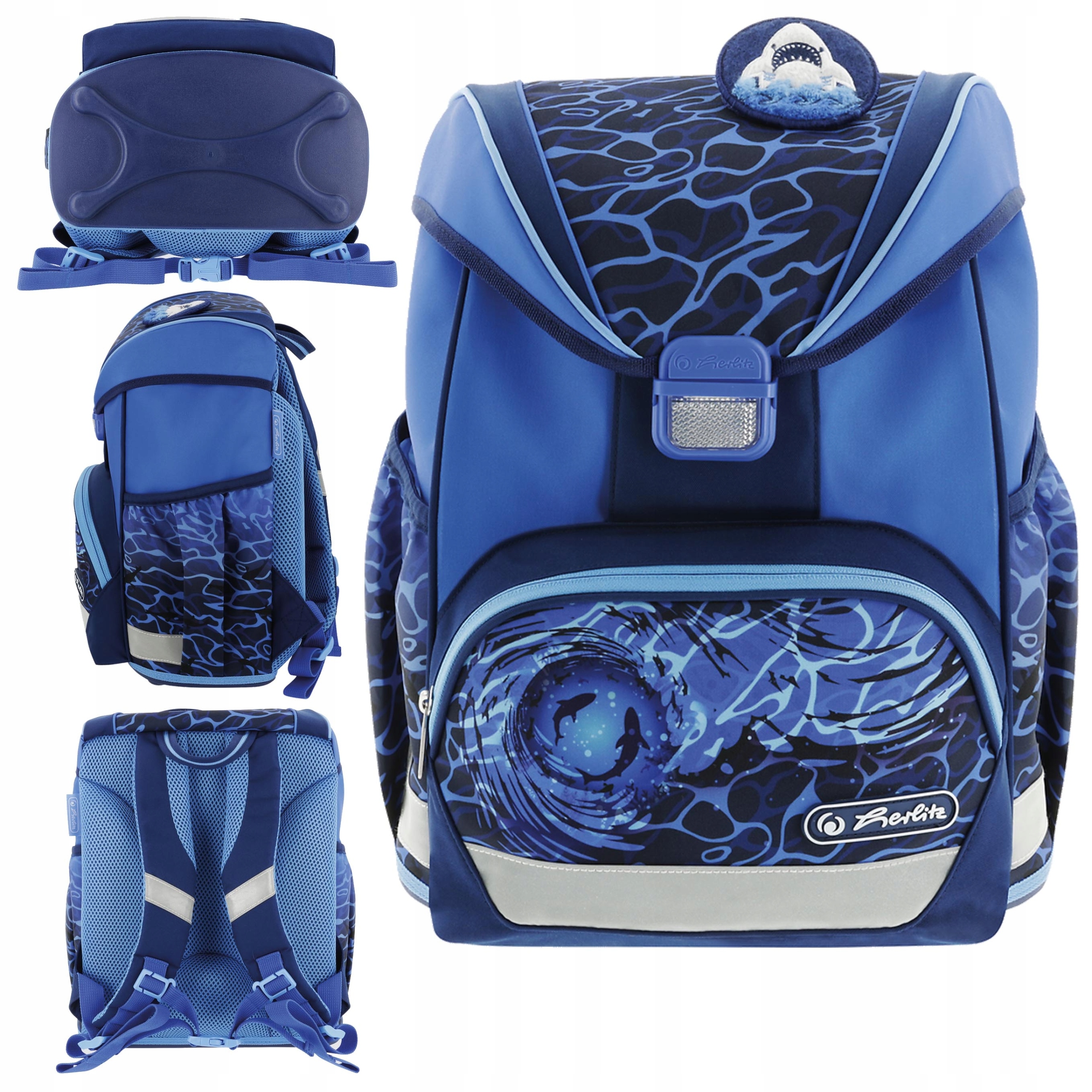 Tornister Plecak Szkolny Ultralight Blue Shark Lekki 15L Herlitz