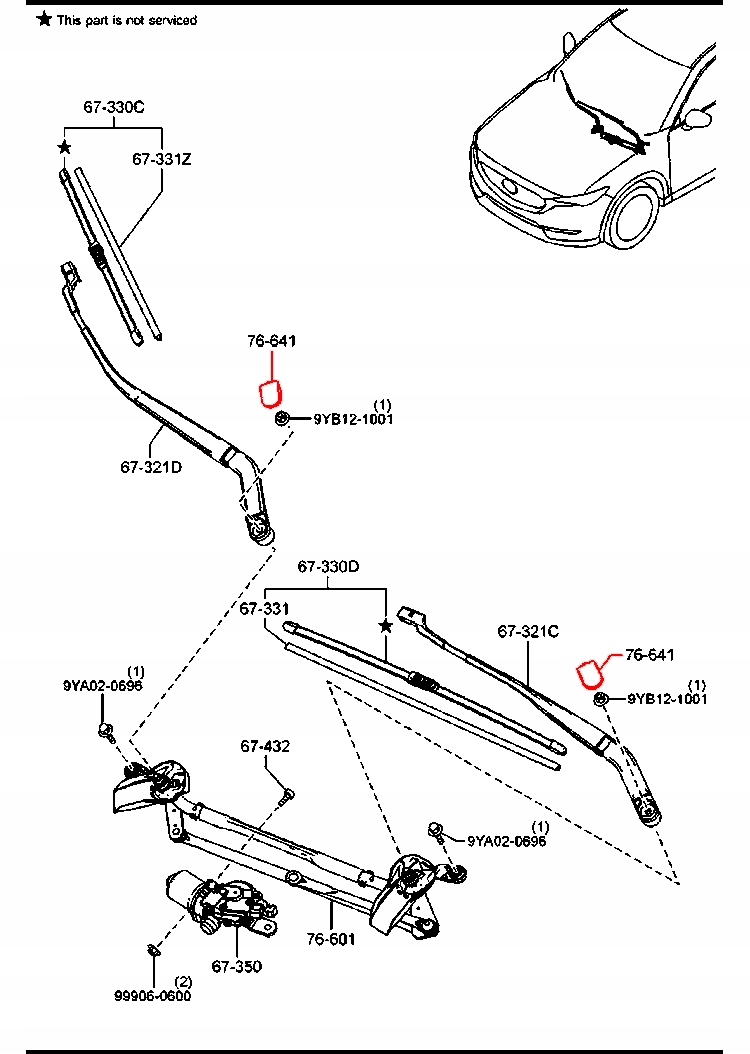MAZDA ZAŚLEPKA NAKŁADKA RAMIENIA WYCIERACZKI Producent części Mazda OE