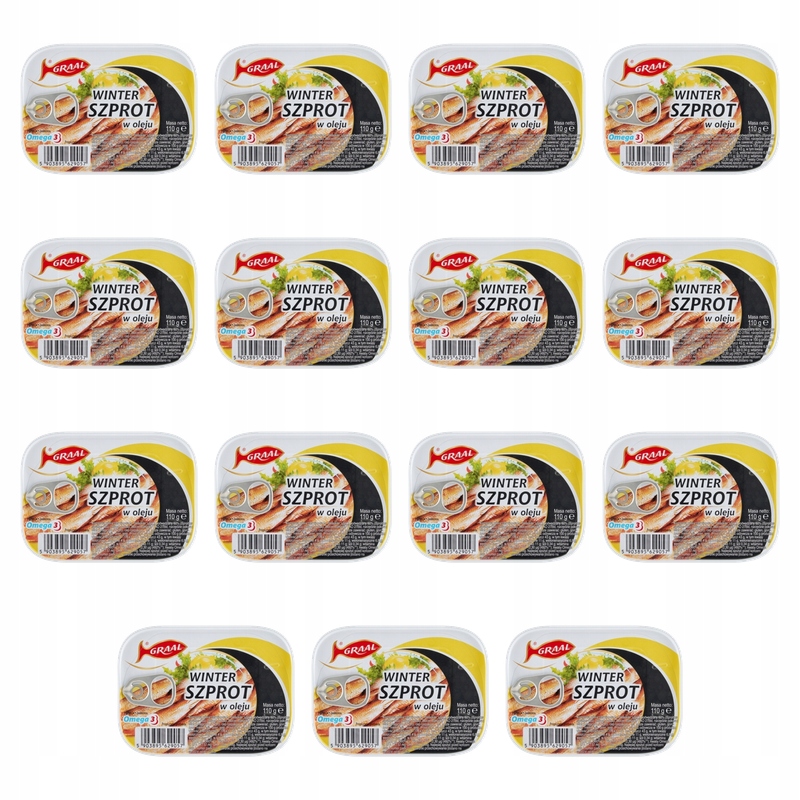 Graal Poduzený šprot v oleji Zimní konzerva Ryba v plechovce 110 g X15