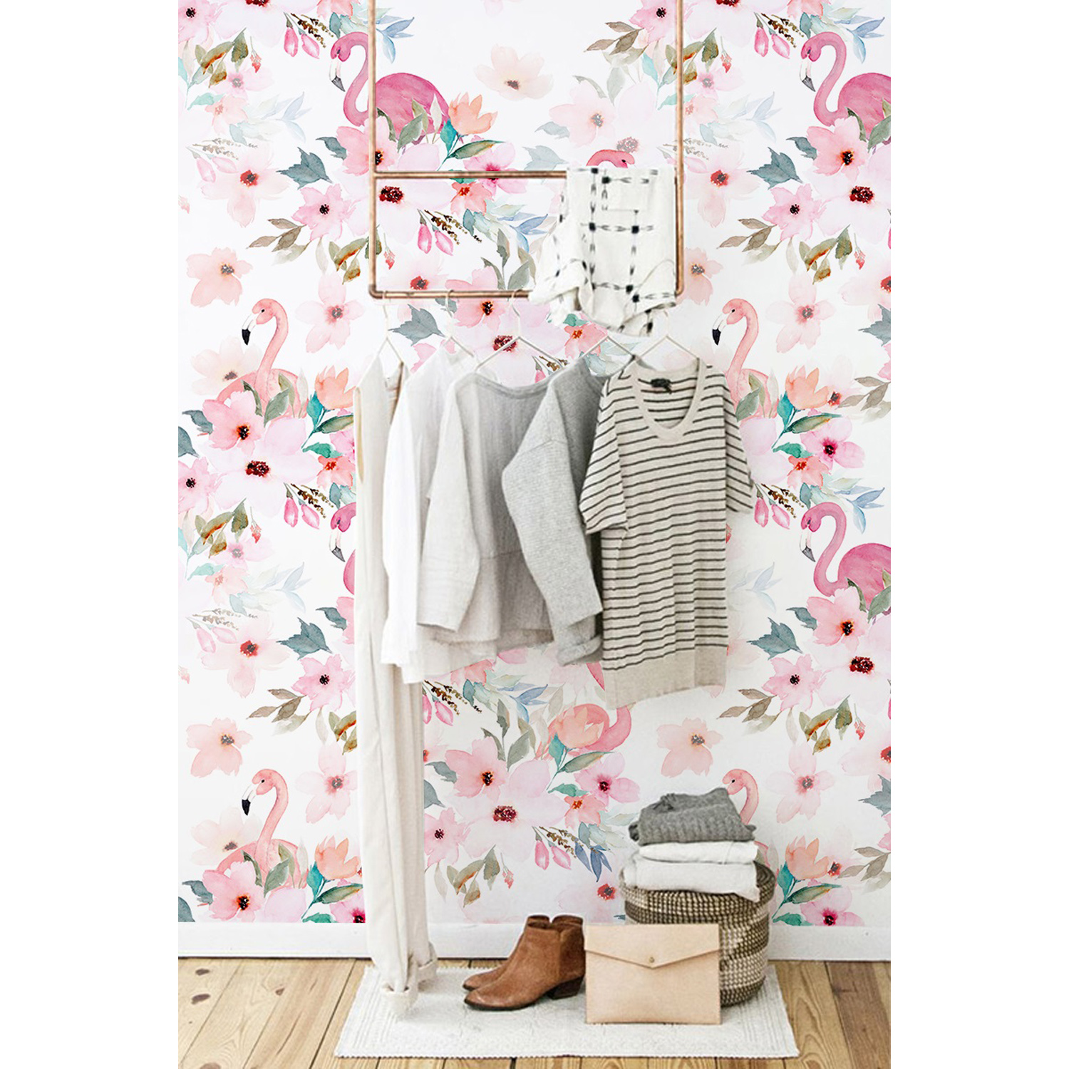 

Fototapeta flizelinowa Kwiaty z flamingami 254x184