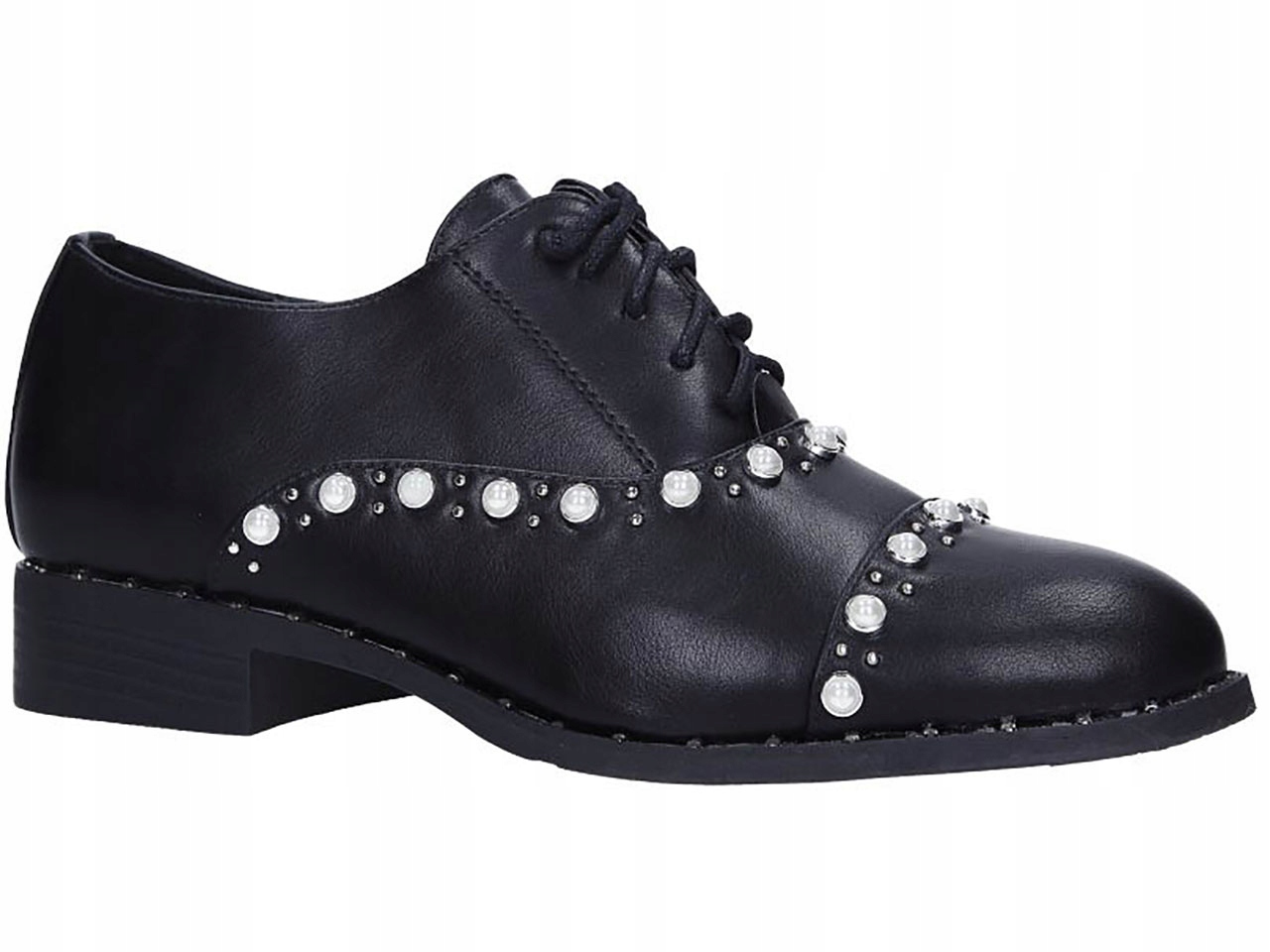

New Wiosenne Płaskie Buty Półbuty W Perełkami r 38