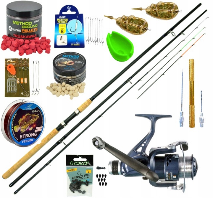 kompletny Zestaw Wędkarski na grunt Wędka method Feeder kołowrotek, Jaxon