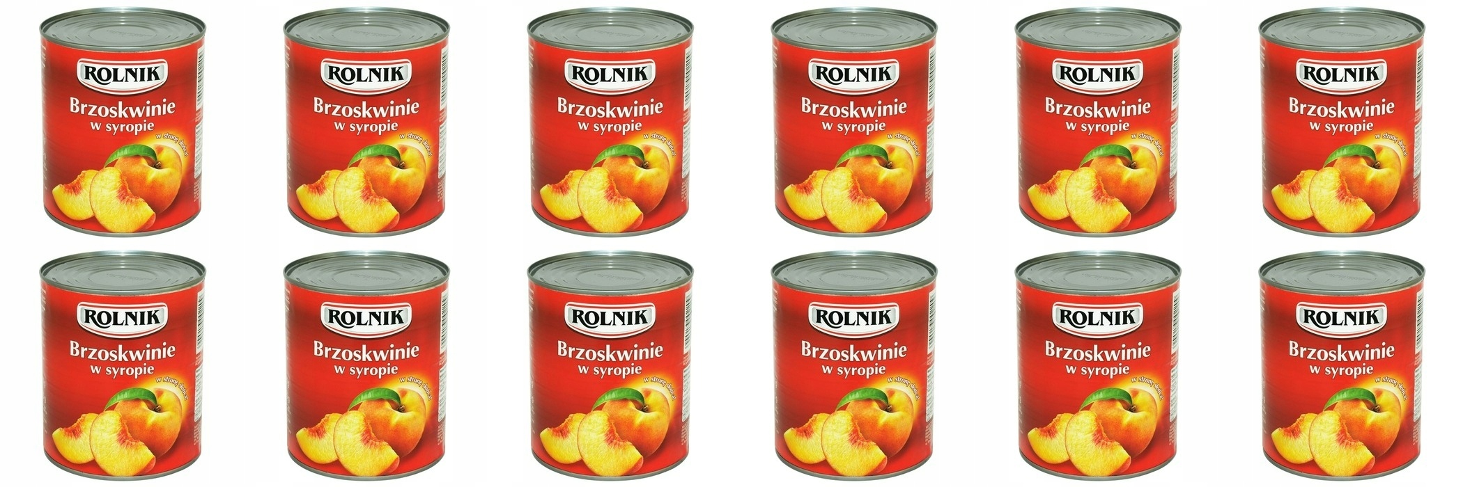 Levně 12 x 820 g Rolnik Broskve v sirupu Karton