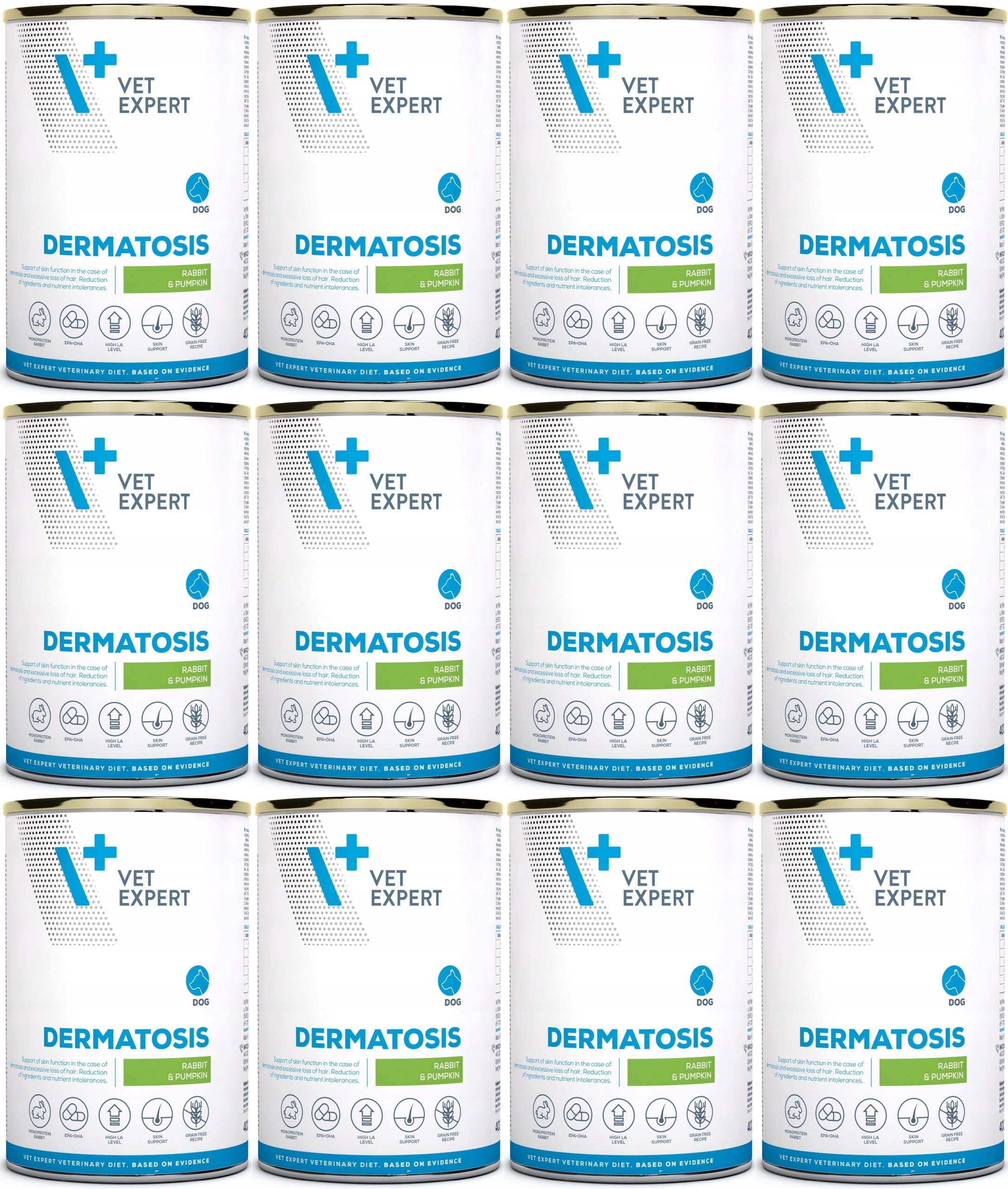 Levně 4T VetExpert Dog Dermatosis Rabbit & Pumpkin 12 x 400 g