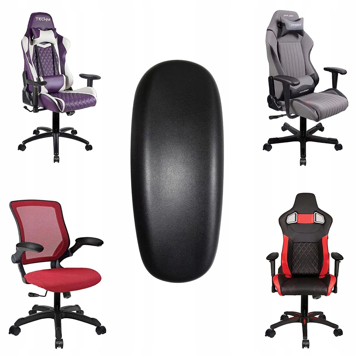 POKROWCE PODŁOKIETNIK NA FOTELE BIUROWE, 2 SZT MIĘKKIE PODUSZKI NA ŁOKCIE Kolor czarny