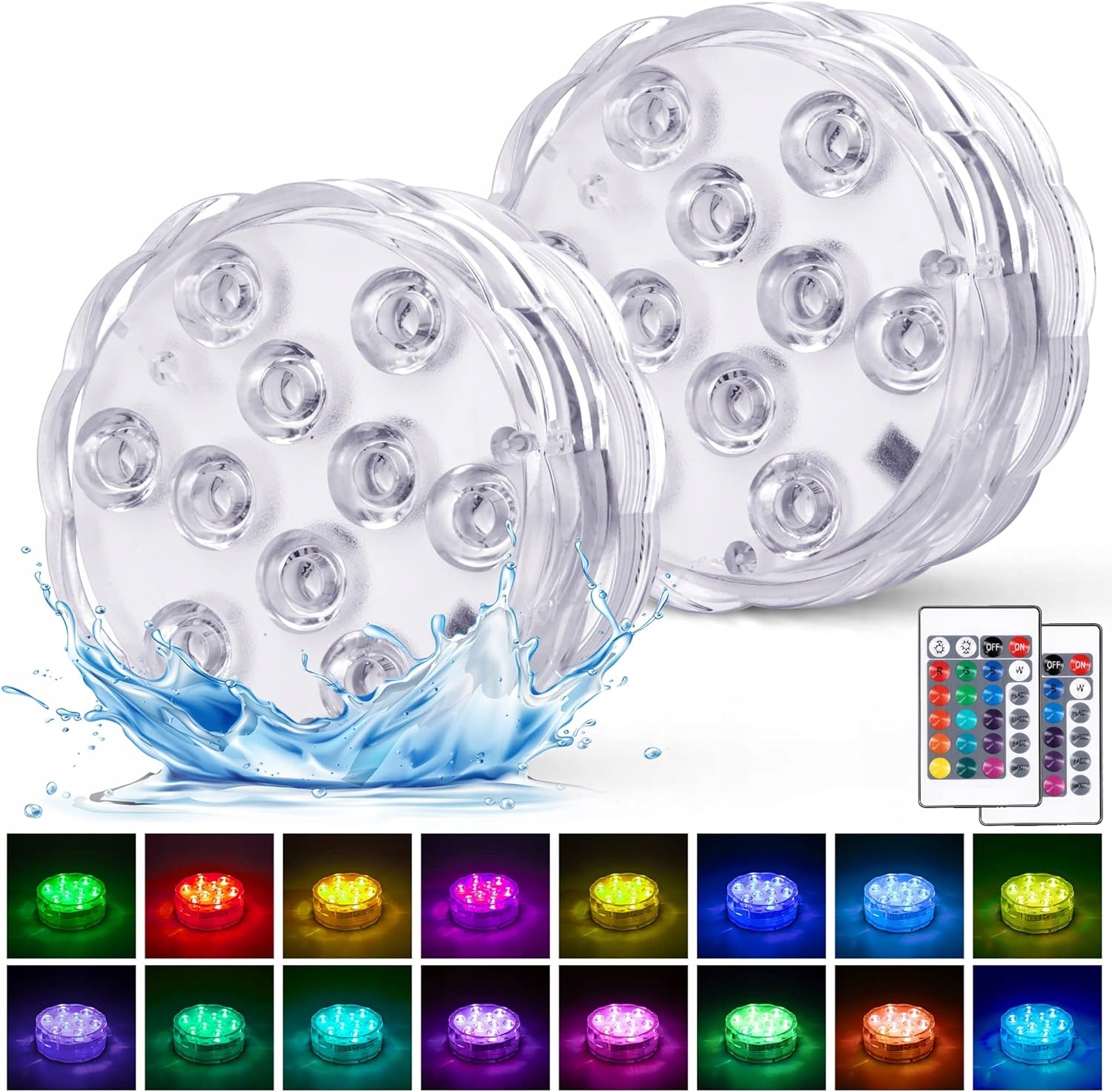 WODOODPORNE ŚWIATŁA LED Z PILOTEM DO BASENU WAZONU SPA AKWARIUM STAWU