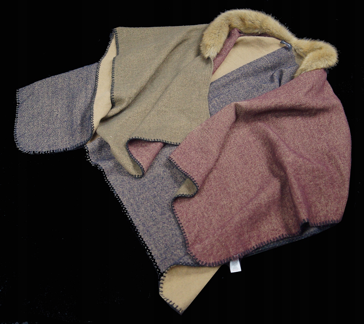 NEW LOOK СУПЕР КРАСОЧНОЕ ПОНЧО С МЕХОМ-ONE SIZE