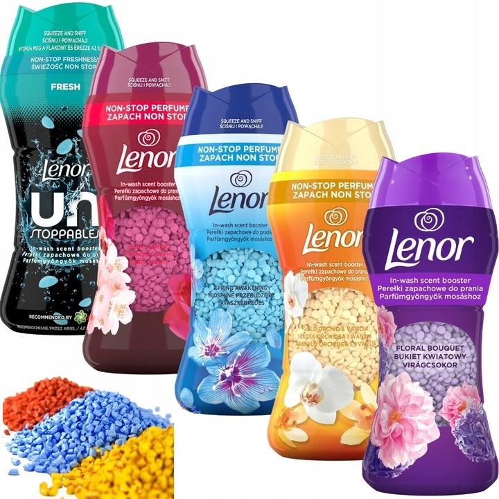 Sada 5 x Lenor Perličky granule vonné kuličky na praní 975 g MIX