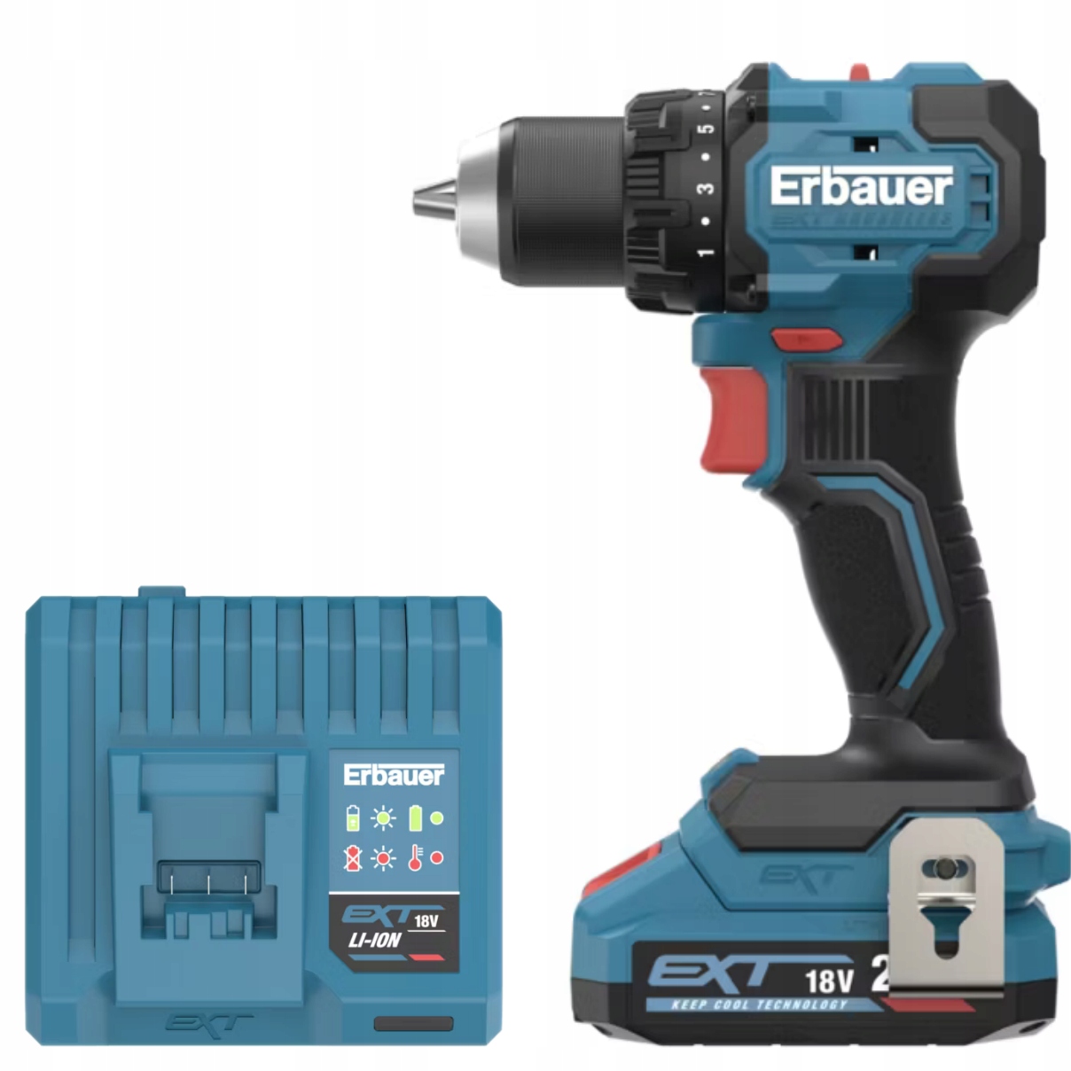 Wkrętarka bezszczotkowa Erbauer G2 ERI1096DDH Ext 18V 75Nm Aku +ładowarka