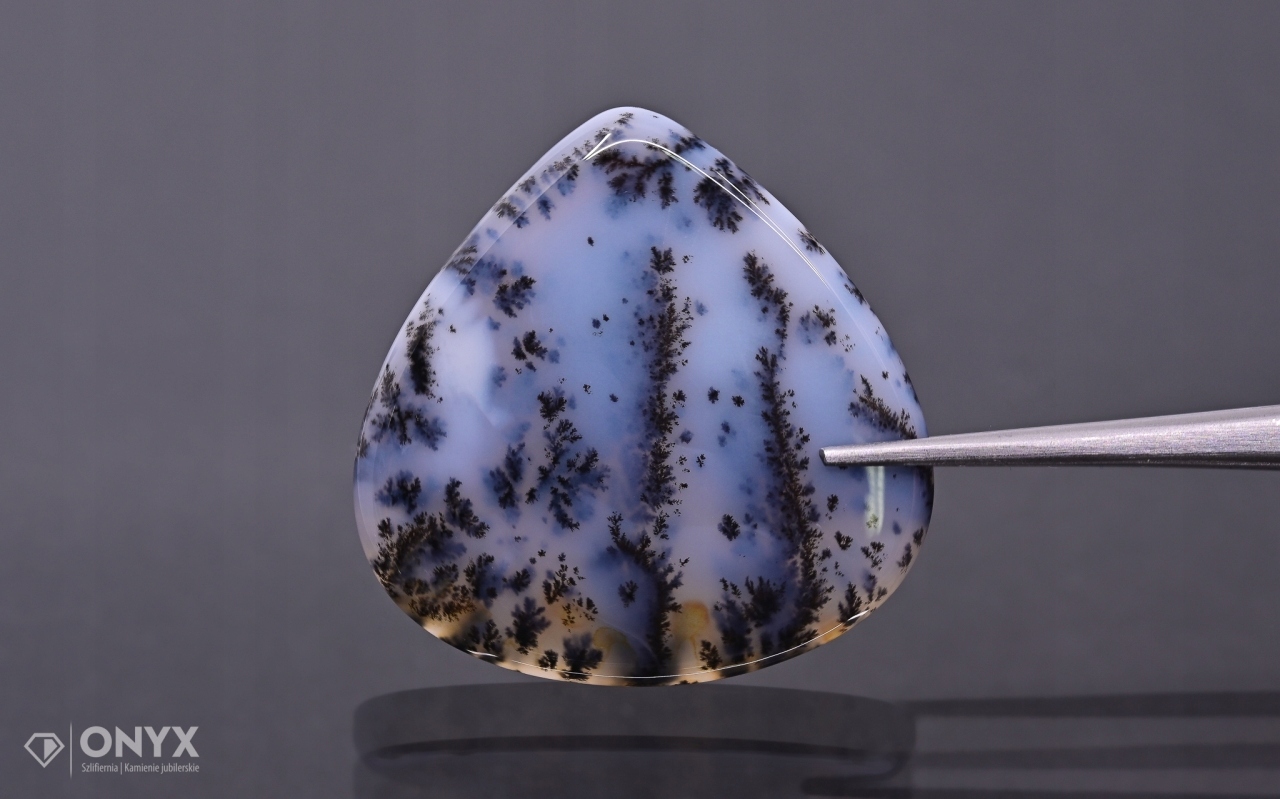 Dendritový achát z Kazachstánu konvexní plaketa slza