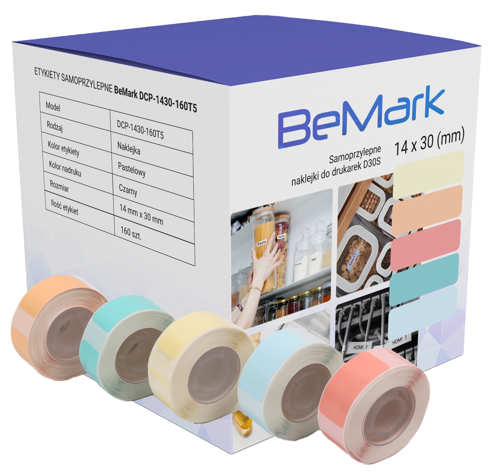 

BeMark naklejki termiczne kolor D30S 12x30mm x800