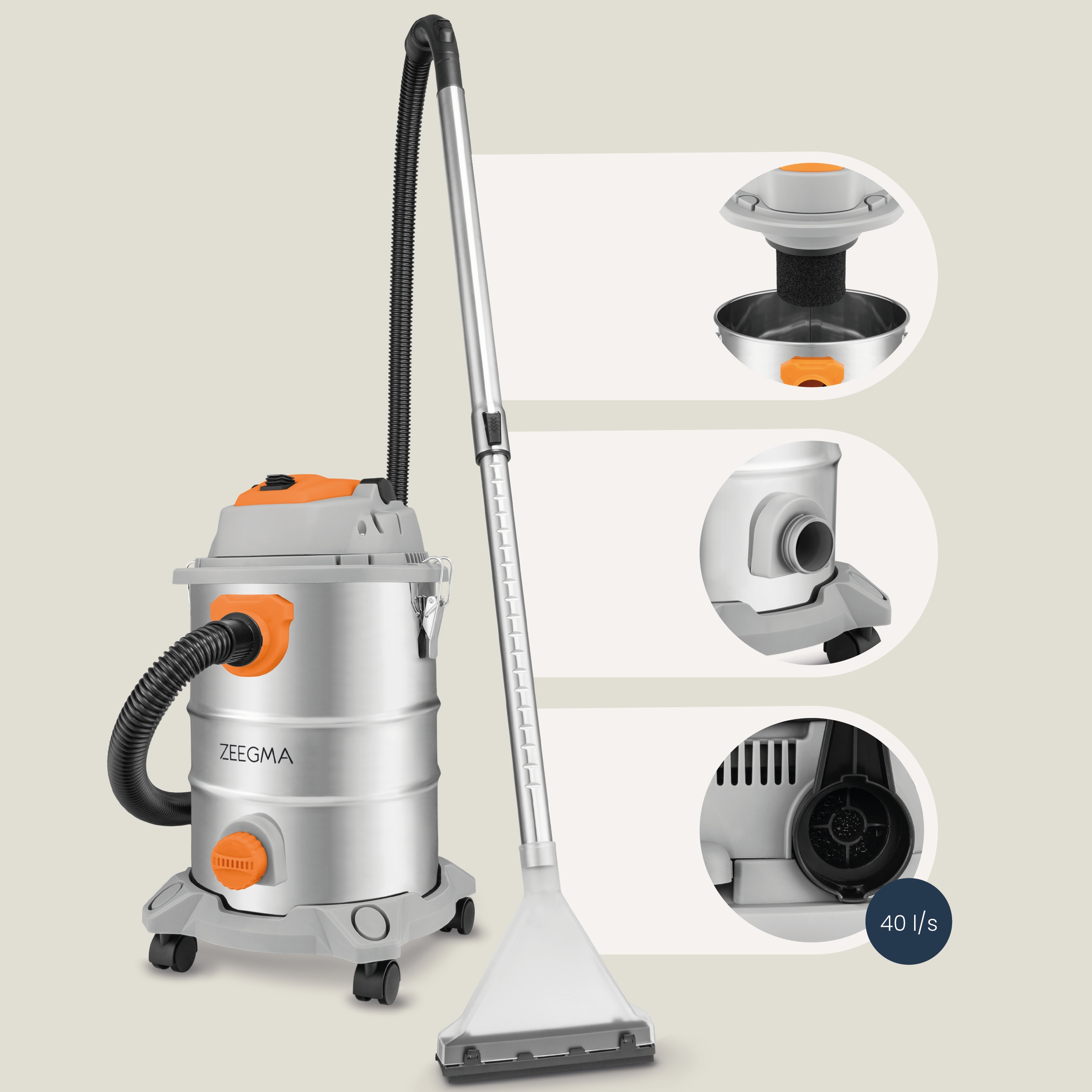 MOCNY I DUŻY ODKURZACZ na mokro i sucho 3600W 25L WORKI GRATIS x3 Maksymalna moc 3600 W