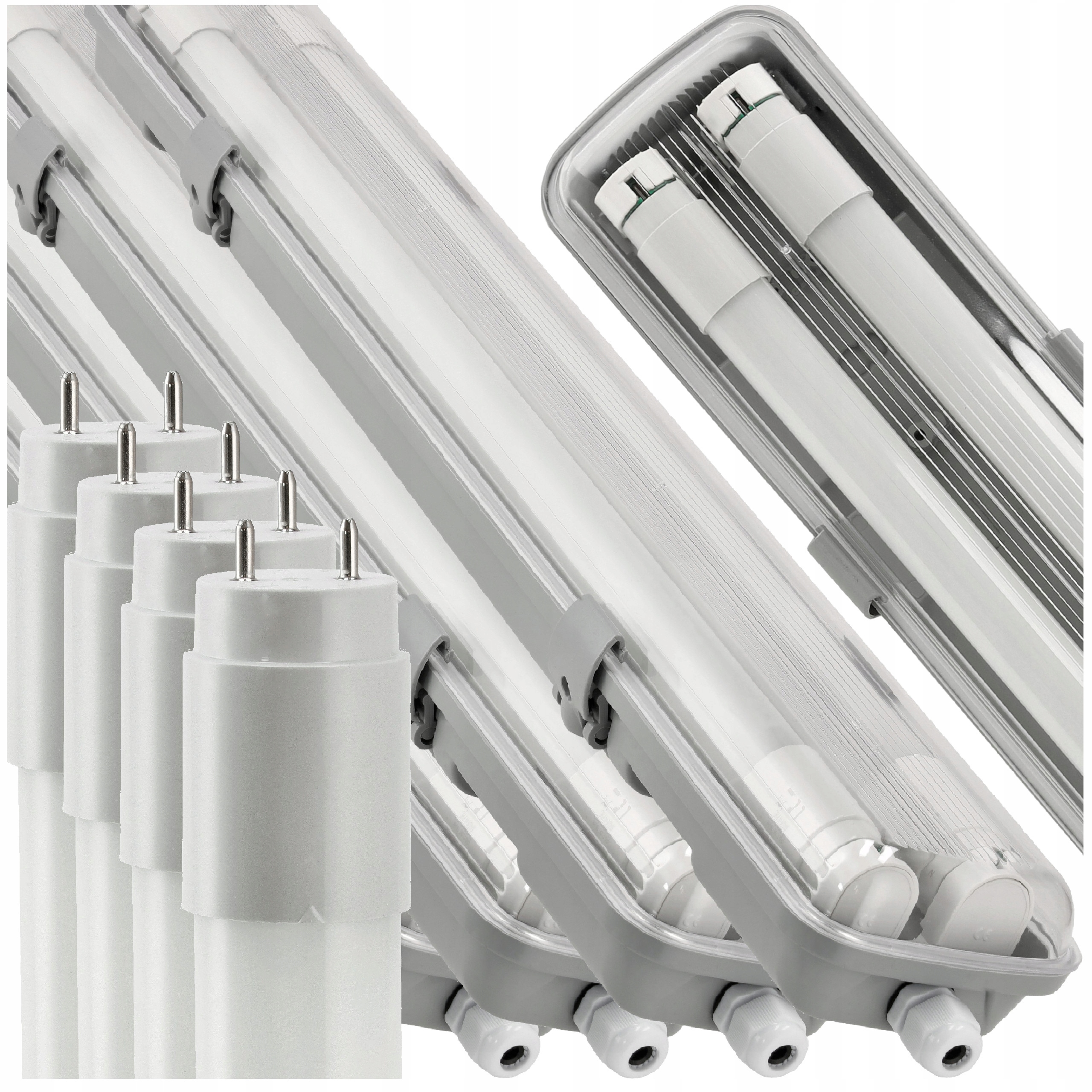 Hermetická lampa 60 cm 2x Led žárovky do garáže 6000K Sada 4x
