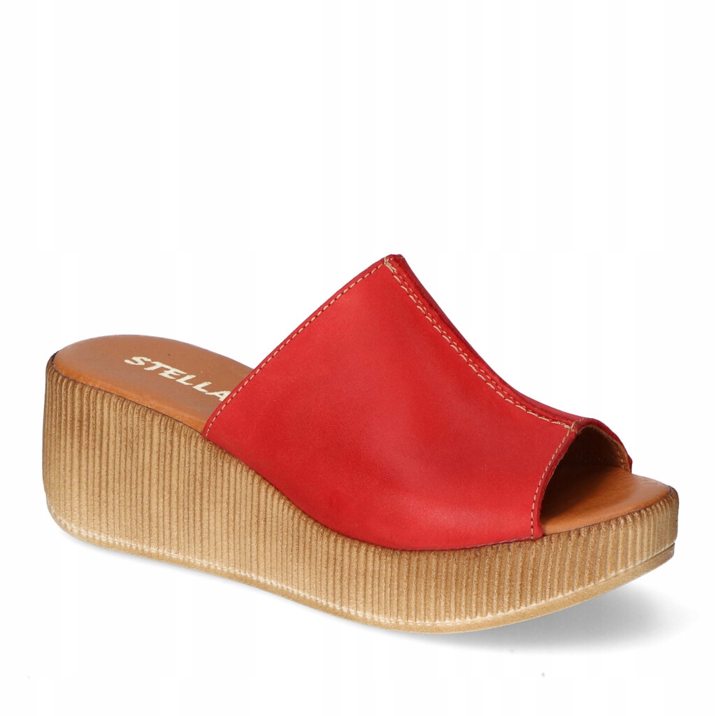 Klapki Stella na koturnie Czerwone 39