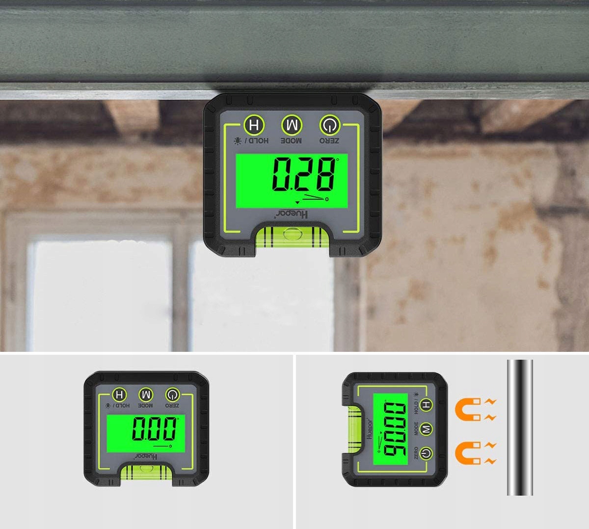 CYFROWY MIERNIK KĄTA POZIOMU PODŚWIETLENIE LCD Szerokość 68 mm