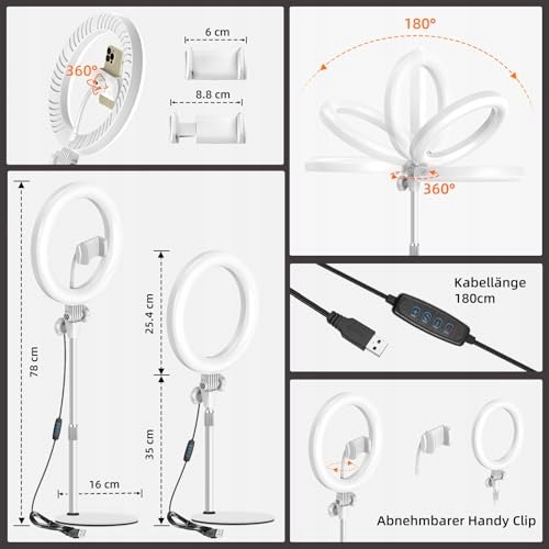 EVERSHOP LED Ring Light 10.5" with Stand for Streaming & Video Calls — miniatura 5