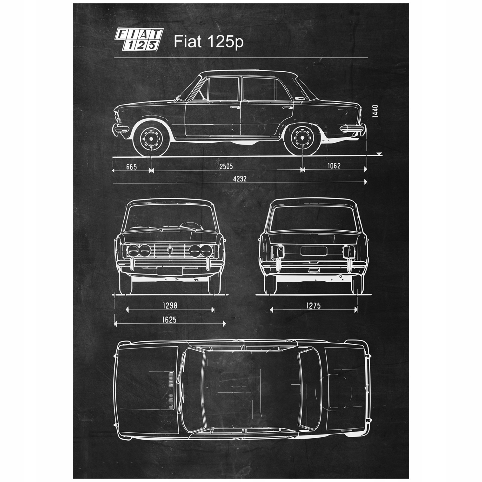 

Plakat Fiat 125p Retro Patent Poster Prl Schemat