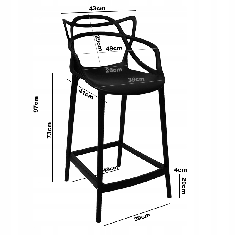 Hoker Plastikowy Nowoczesny Do Wyspy Jadalni Salonu loft czarny EAN (GTIN) 5904550007692