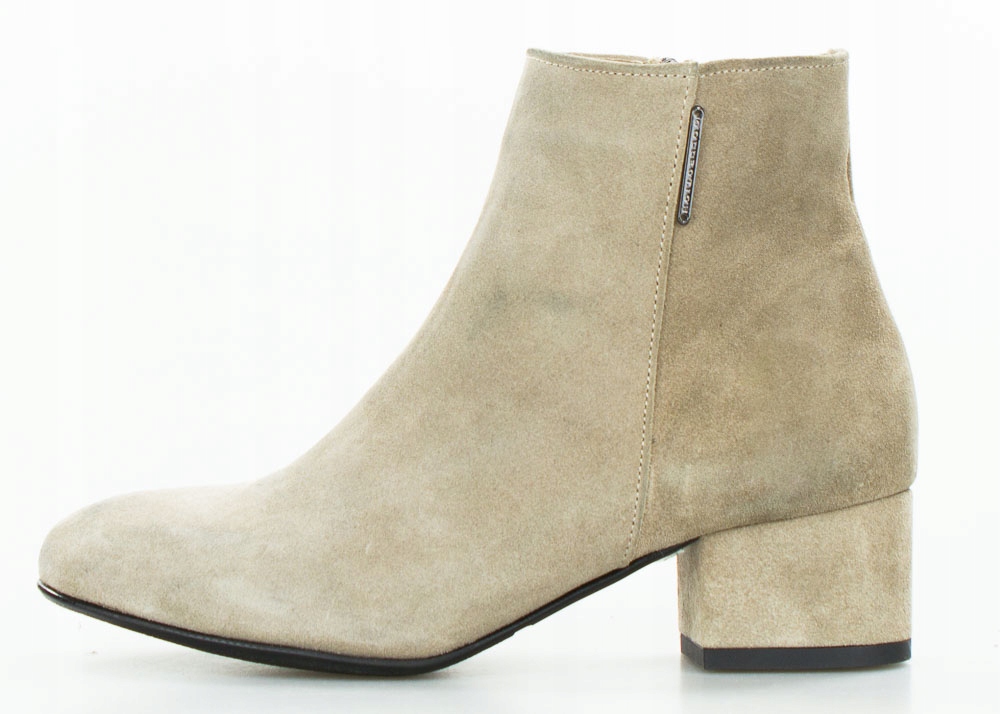 Taupe Kotníkové Boty Na Bloku Zateplená Kůže Sempre 40