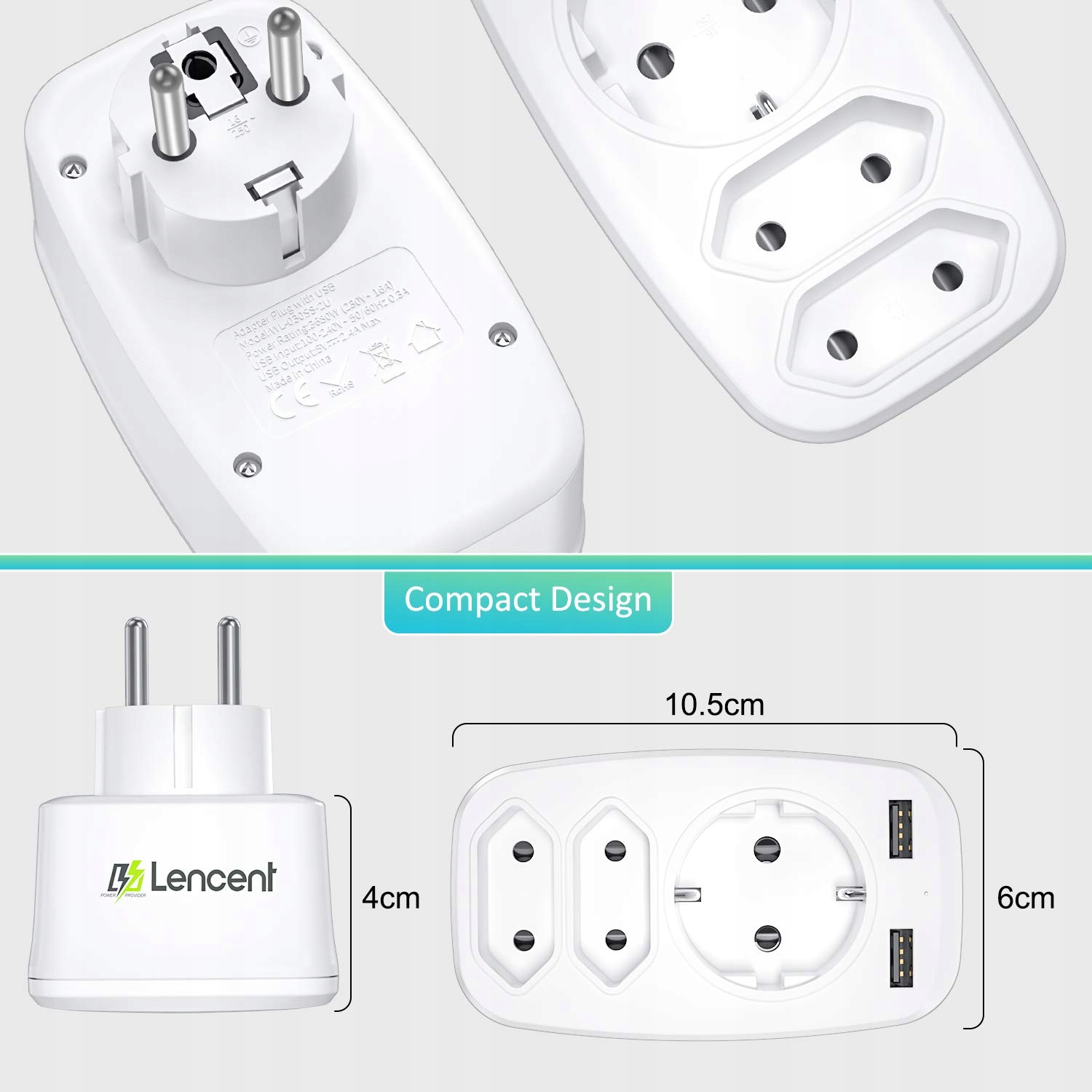 LENCENT Adapter Do Gniazdka Ładowarka USB 5w1 — miniatura 4