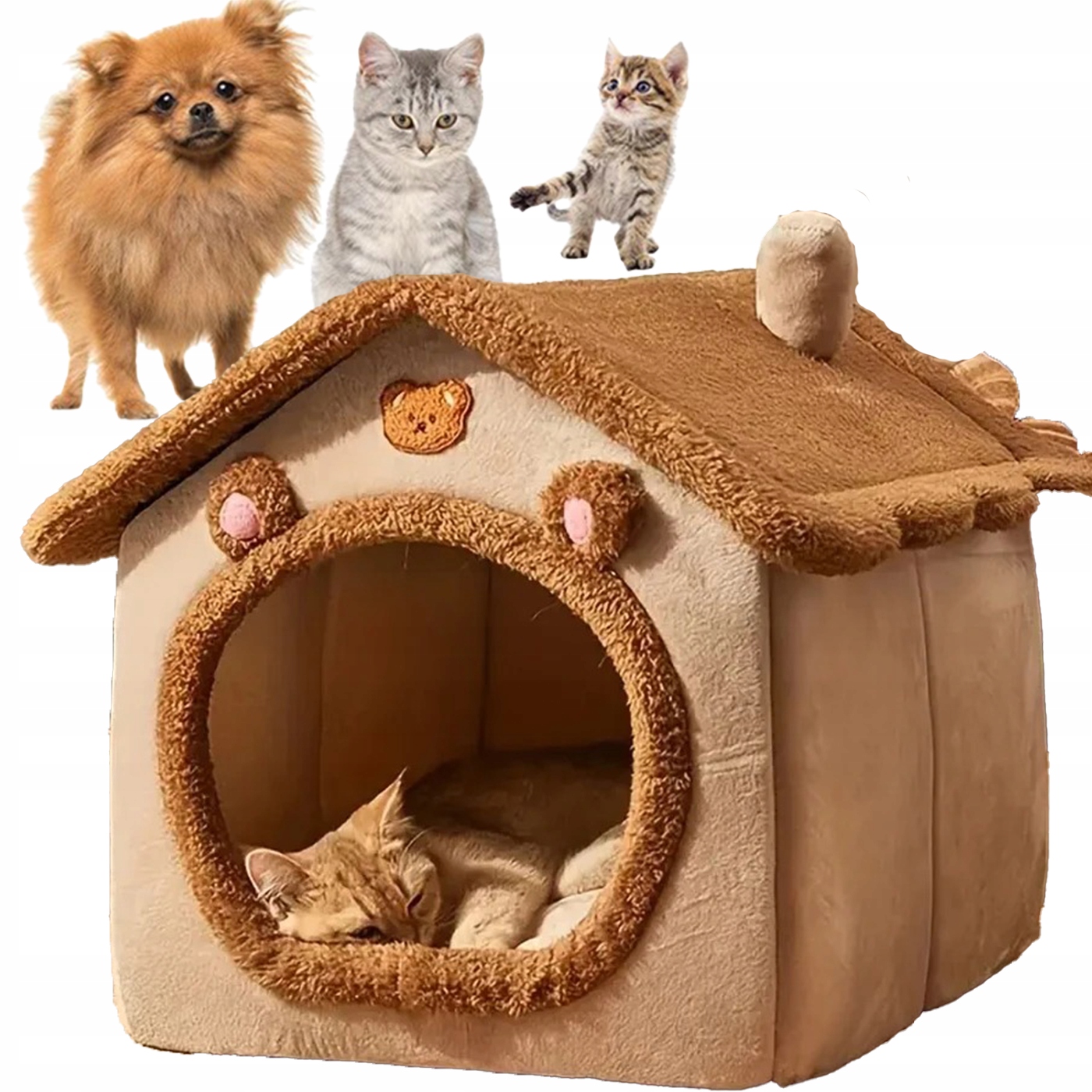 Skládací chlupatý domeček Pro Kočky a psy Pelíšek