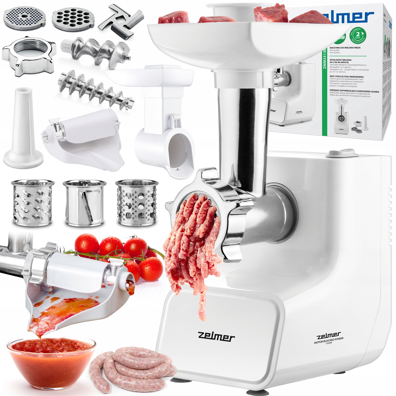 Maszynka Do Mielenia Mięsa Zelmer Z Szatkownicą I Wyciskarka Do Pomidorów