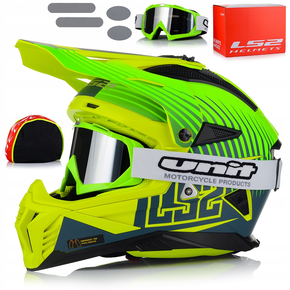 Motocyklová Prilba LS2 MX708 Fast II Duck Fluo Lehká Enduro Cross Atv Okuliare