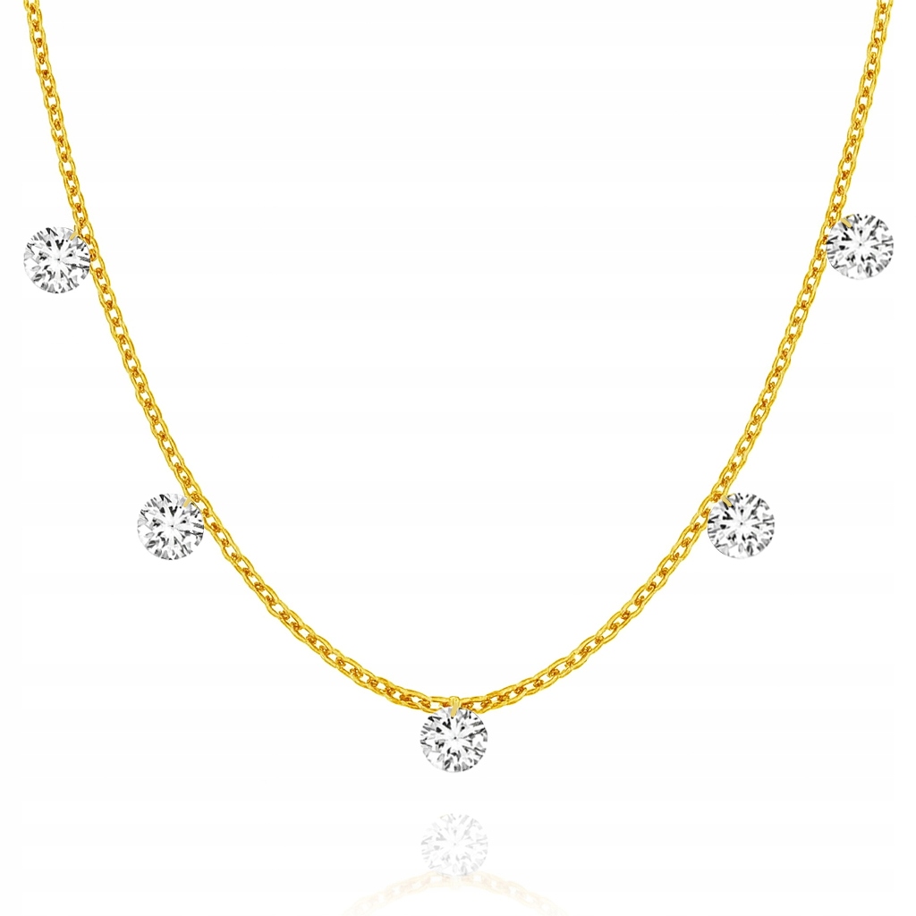 Pozlácený Náhrdelník Bílé Zirkony Choker Stříbro 925 40cm