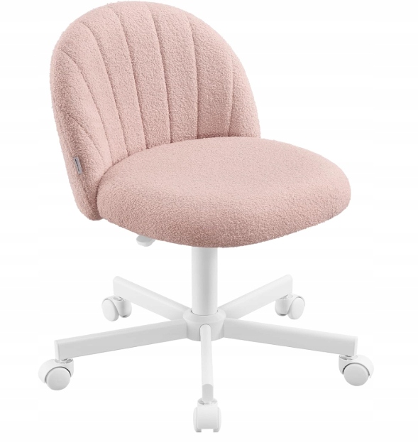 Fotel obrotowy Krzesło biurowe różowe regulacja do biurka toaletki baranek