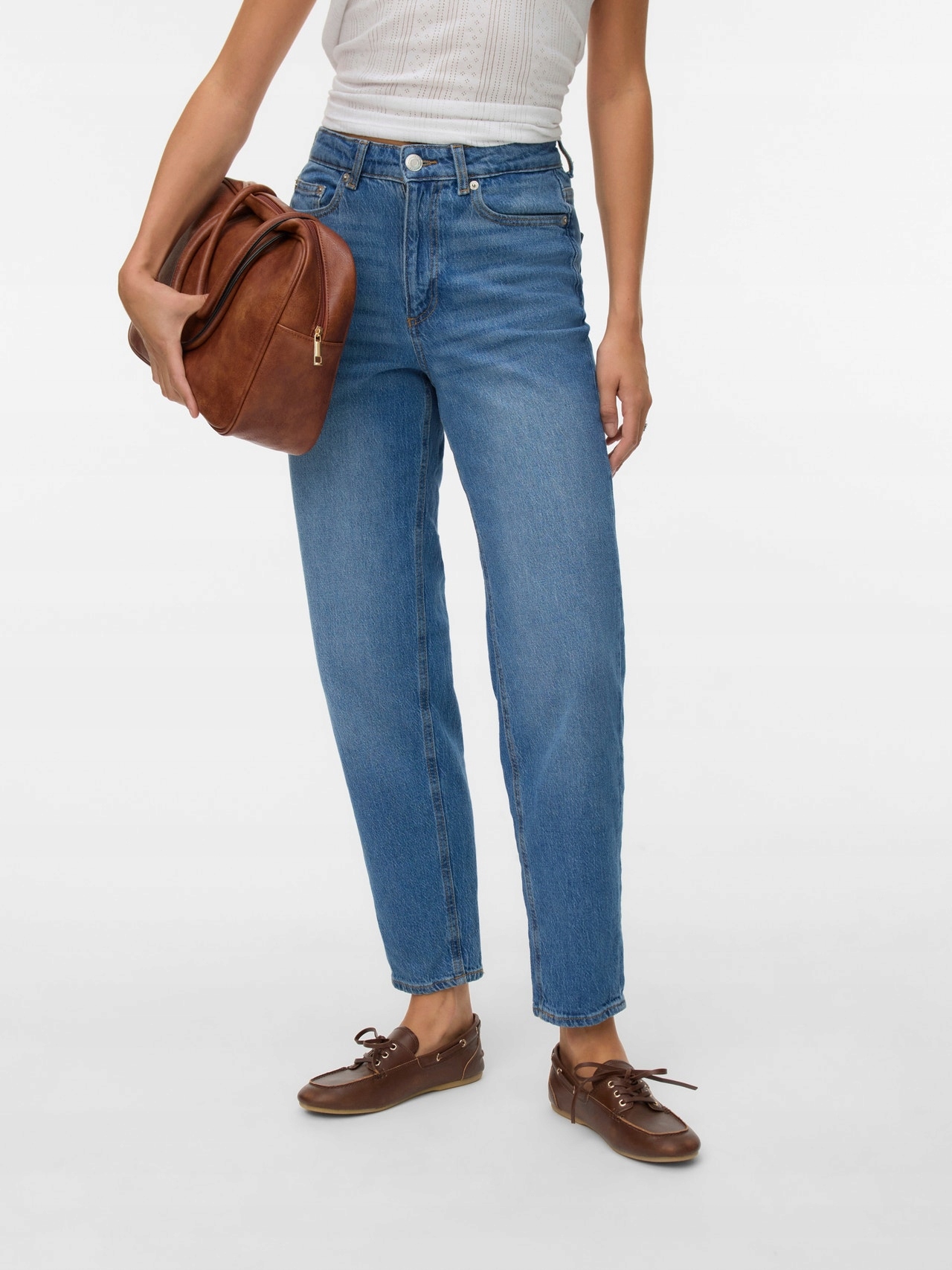 Vero Moda Džíny Mom Jeans Modré Vysoký Pas 32/32 6_A