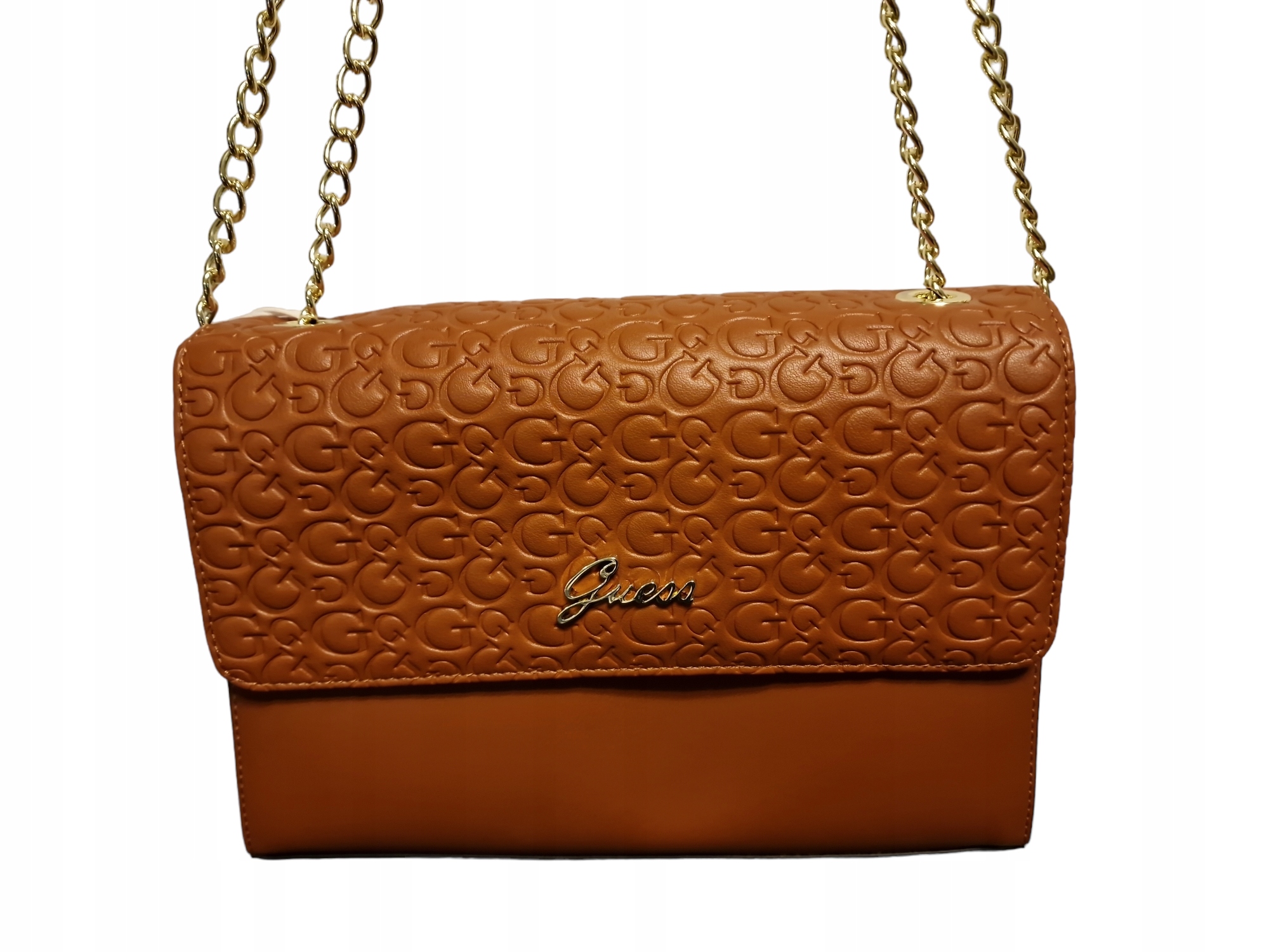 Kožená kabelka Guess G Logo Crossbody hnědá