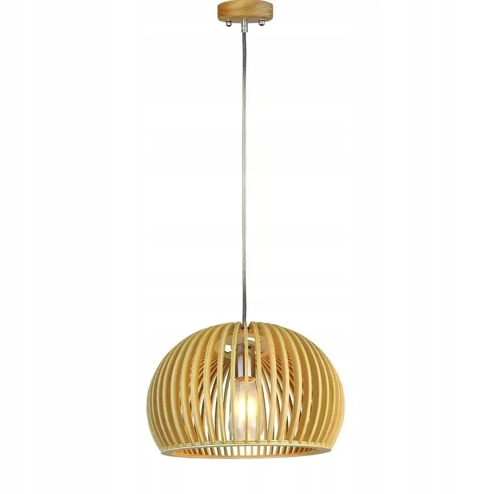 Drevená závesná lampa svetlé drevo okrúhla 33 cm do obývacej izby spálne V-tac