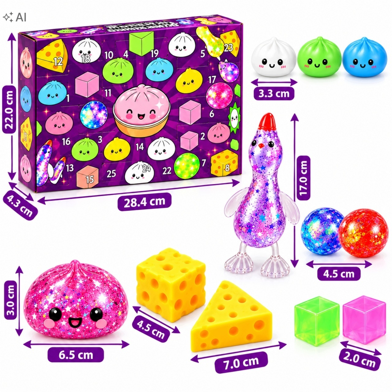 Адвент-календарь EnergoDom Squishy Mystery большой, 24 разные мялки — фото 2