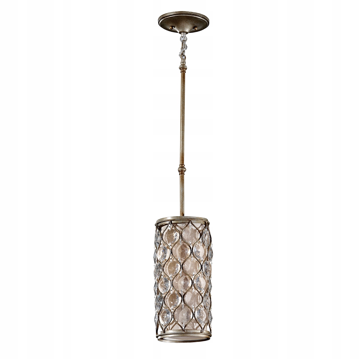 Závěsná kulatá lampa s ozdobnými krystaly do obývacího pokoje nad stůl a ostrov Feiss