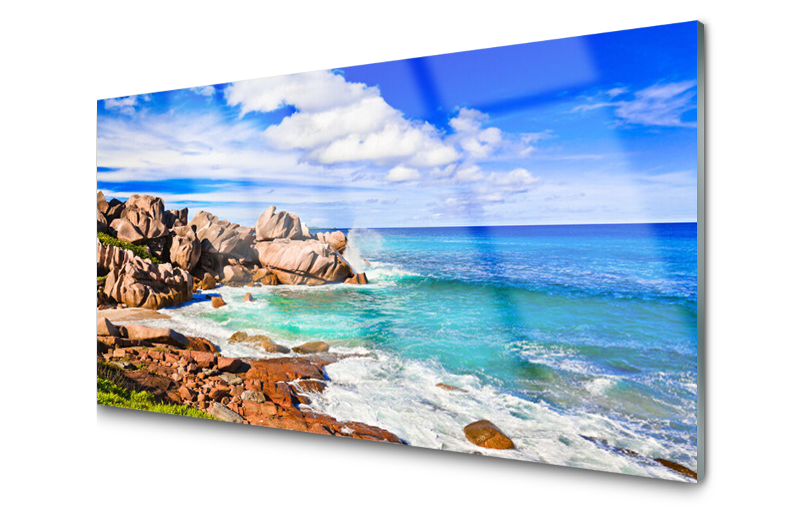 

Panel szklany Płytka Plaża Skały Morze 100x50