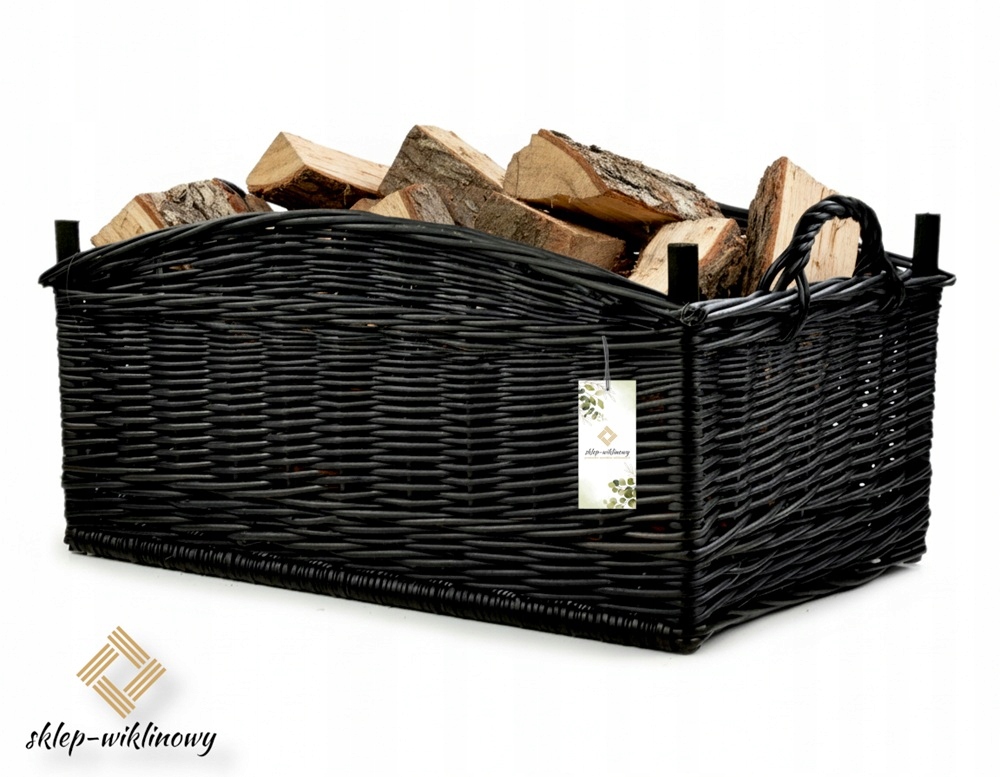 Proutěná skříňka na dřevo s krbovým podpalovačem tmavě hnědá barva, úchytky