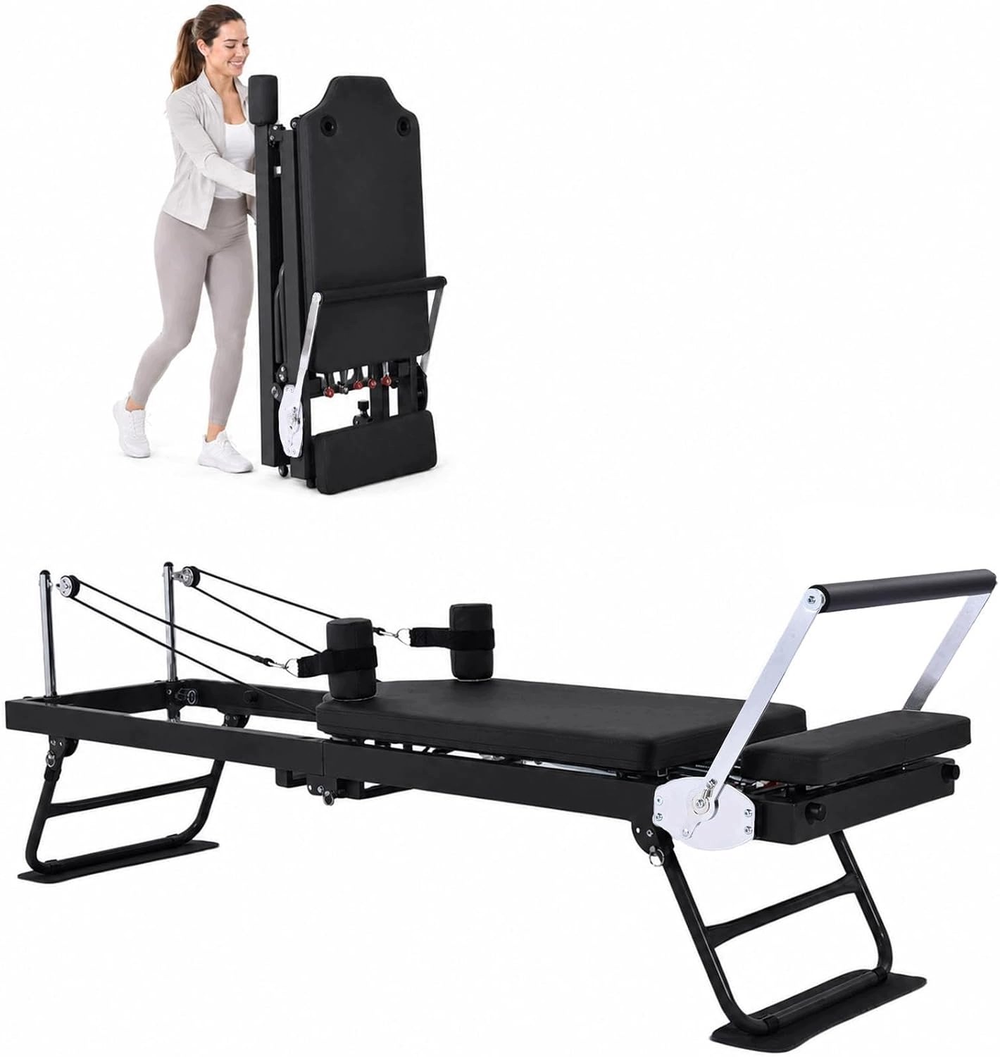 Reformer do Pilatesu Składany Maszyna Łóżko do Ćwiczeń w Domu 5 Sprężyn