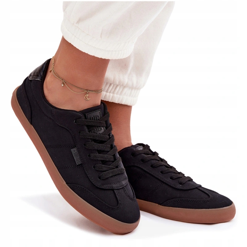 Dámské Nízké Tenisky Z Pohodlného Šněrovacího Materiálu Big Star, Černé, Velikost 36